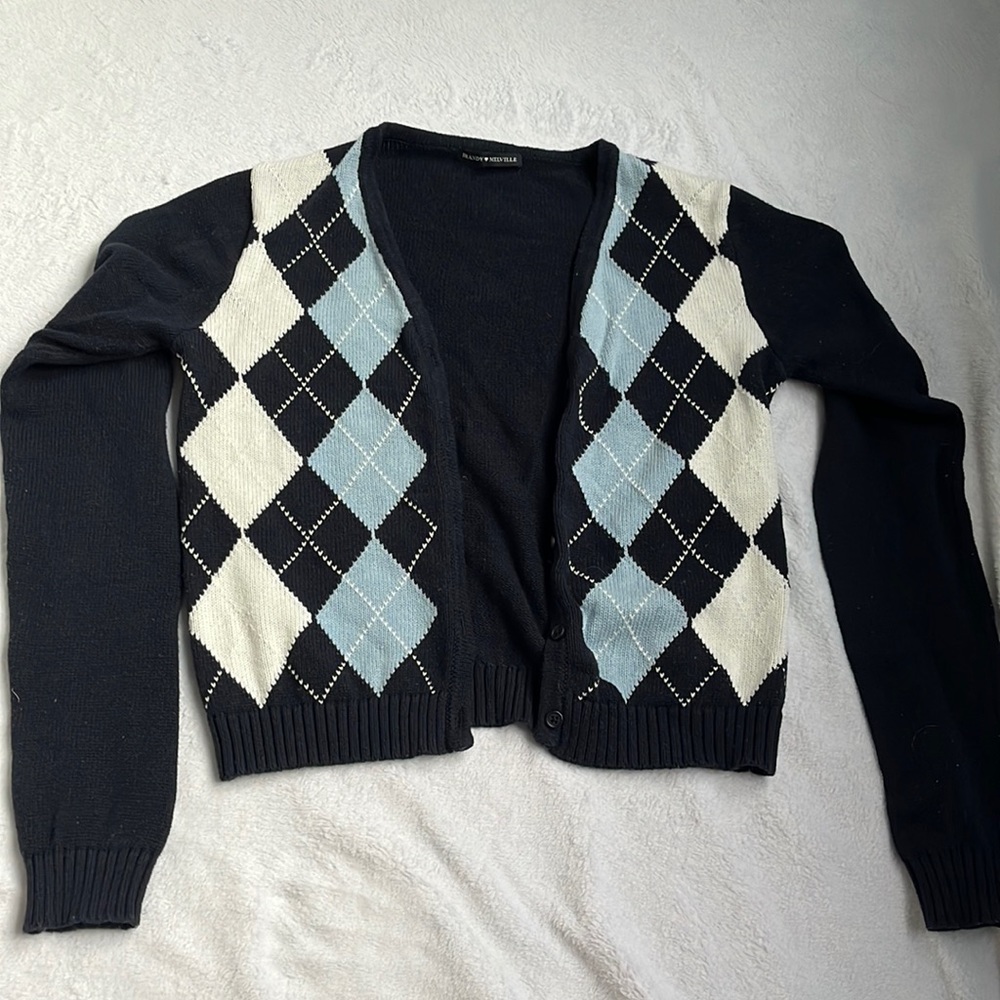 Women’s blue argyle printed sweater